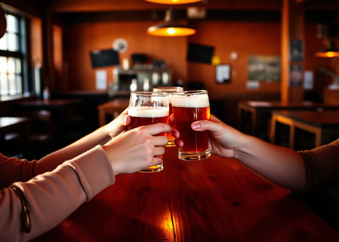 Friends clinking beer glasses